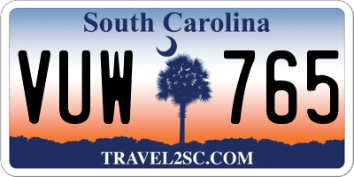 SC license plate VUW765