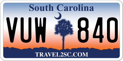 SC license plate VUW840