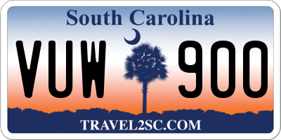 SC license plate VUW900