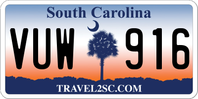 SC license plate VUW916