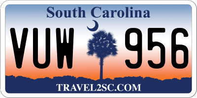 SC license plate VUW956
