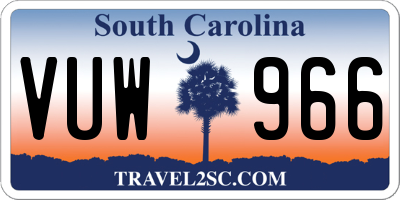 SC license plate VUW966