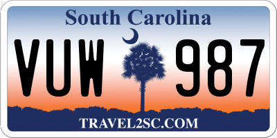 SC license plate VUW987