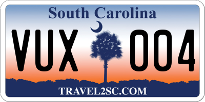 SC license plate VUX004
