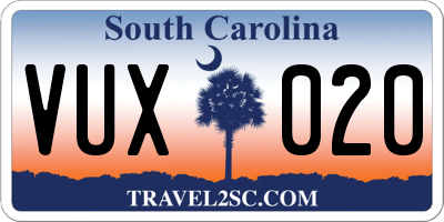 SC license plate VUX020