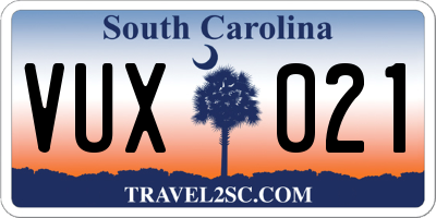 SC license plate VUX021