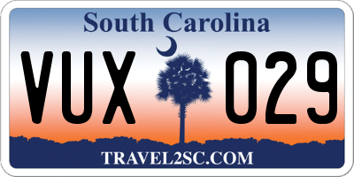 SC license plate VUX029