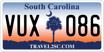 SC license plate VUX086