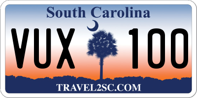 SC license plate VUX100