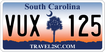 SC license plate VUX125