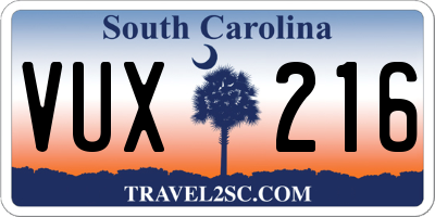 SC license plate VUX216
