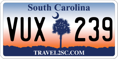 SC license plate VUX239