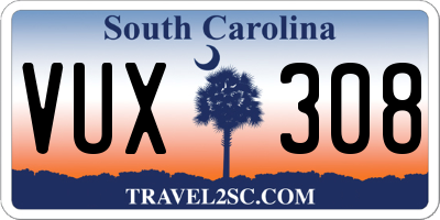 SC license plate VUX308