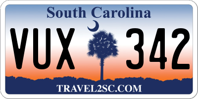 SC license plate VUX342
