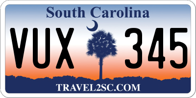 SC license plate VUX345