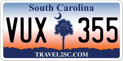 SC license plate VUX355