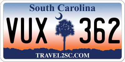 SC license plate VUX362