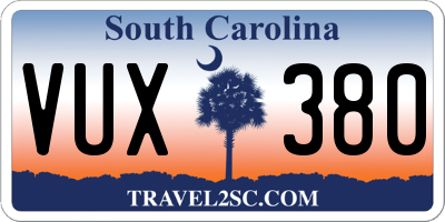 SC license plate VUX380