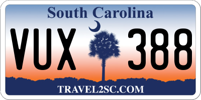 SC license plate VUX388