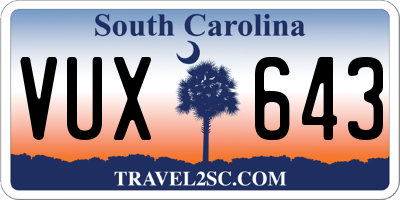 SC license plate VUX643