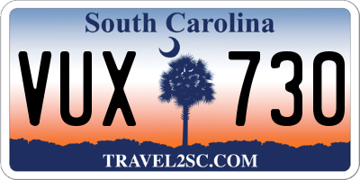 SC license plate VUX730