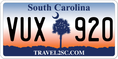 SC license plate VUX920