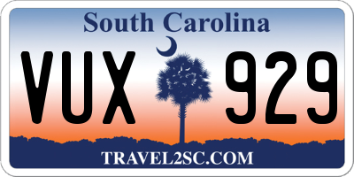 SC license plate VUX929