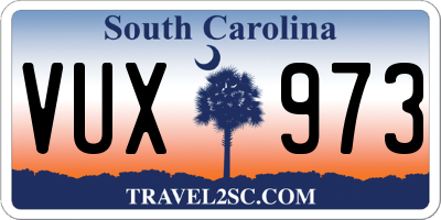 SC license plate VUX973
