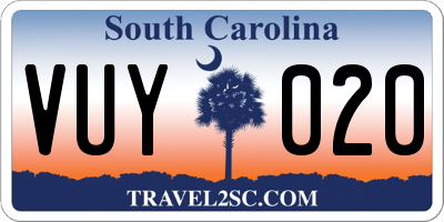 SC license plate VUY020