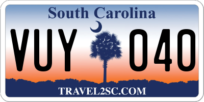 SC license plate VUY040