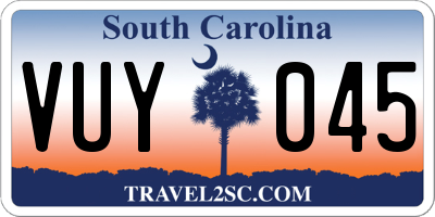 SC license plate VUY045