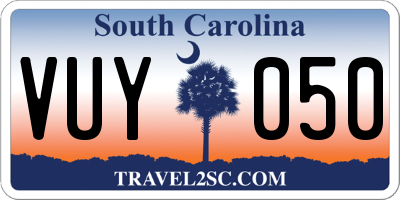 SC license plate VUY050
