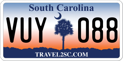 SC license plate VUY088