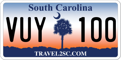 SC license plate VUY100