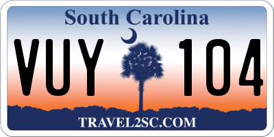 SC license plate VUY104