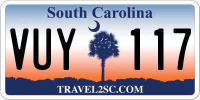 SC license plate VUY117
