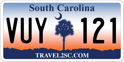 SC license plate VUY121