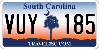 SC license plate VUY185