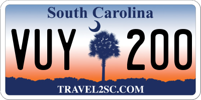 SC license plate VUY200