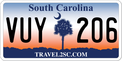 SC license plate VUY206