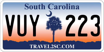 SC license plate VUY223