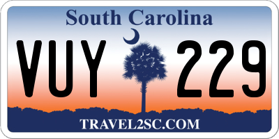 SC license plate VUY229