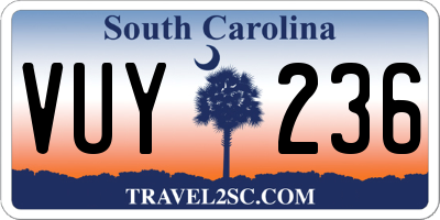 SC license plate VUY236
