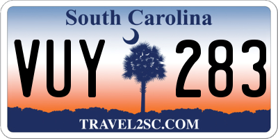 SC license plate VUY283