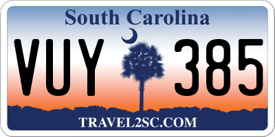 SC license plate VUY385