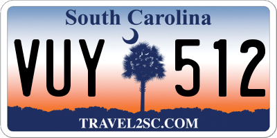 SC license plate VUY512