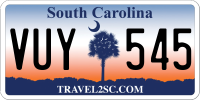SC license plate VUY545