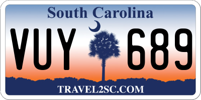 SC license plate VUY689