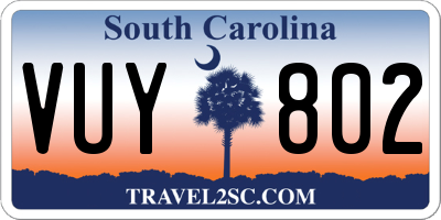SC license plate VUY802