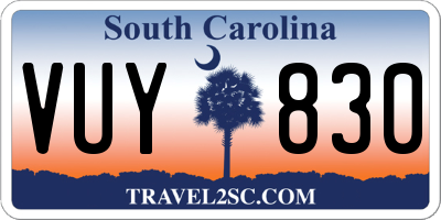 SC license plate VUY830